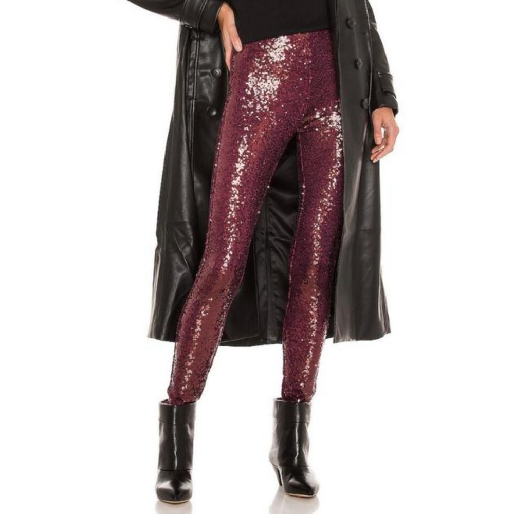 Commando | Sequin High Rise Leggings in Wine Size Small